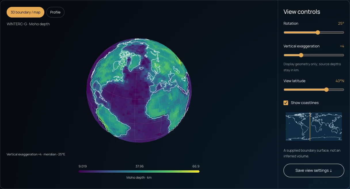 Kalpa Data Atlas preview of the WINTERC-G Moho depth dataset